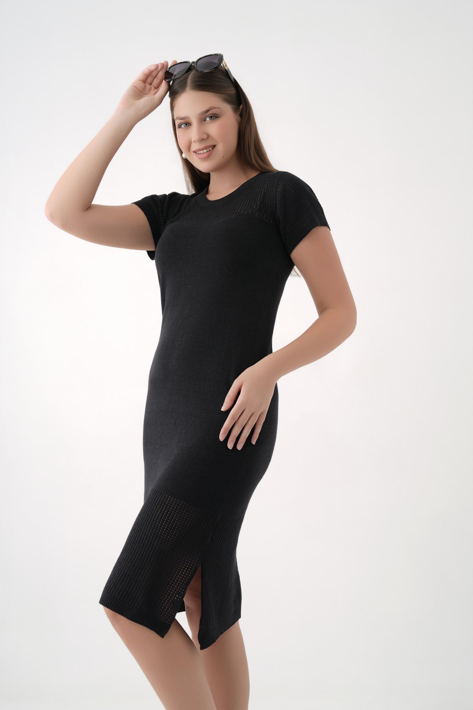 Panelled Knit Mesh Dress