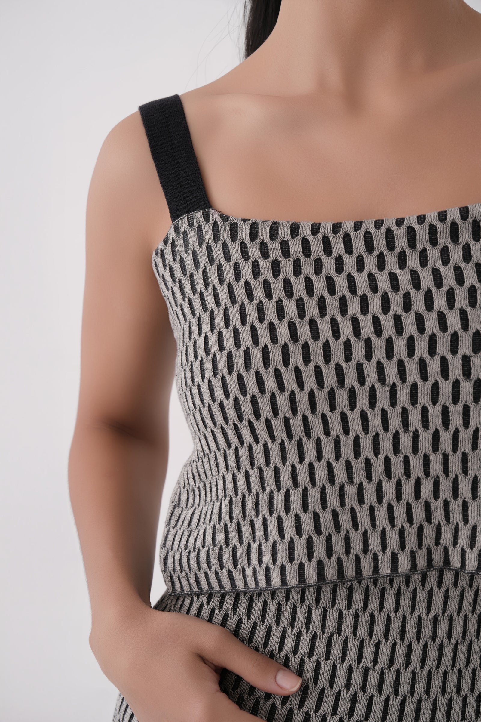 Layered Honey Comb Knitted Midi Dress