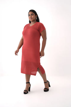 Panelled Knit Mesh Dress