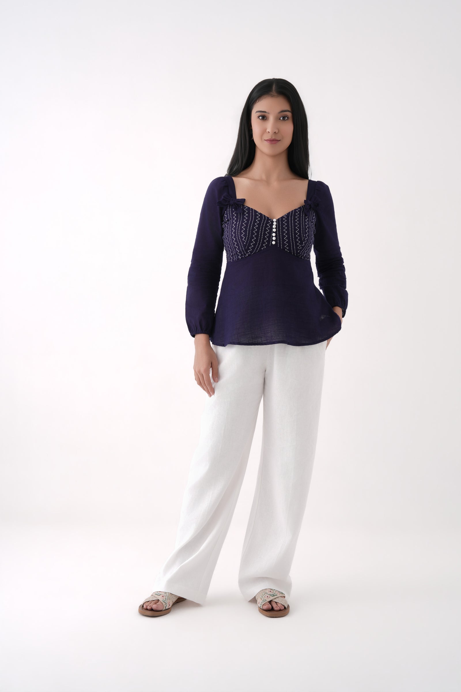Embroidered Sweetheart Peplum Top