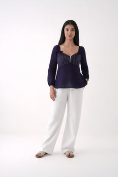 Embroidered Sweetheart Peplum Top
