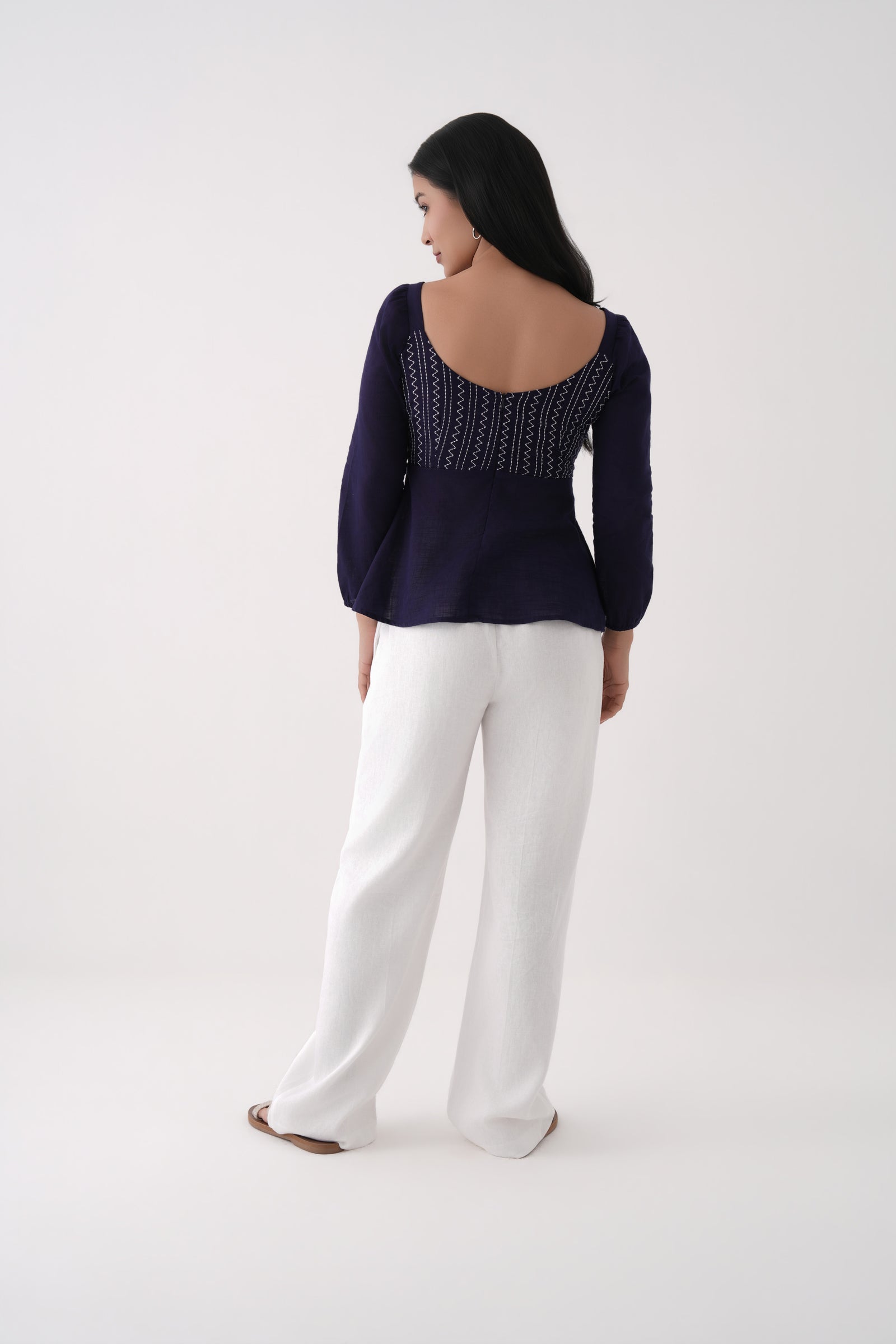 Embroidered Sweetheart Peplum Top