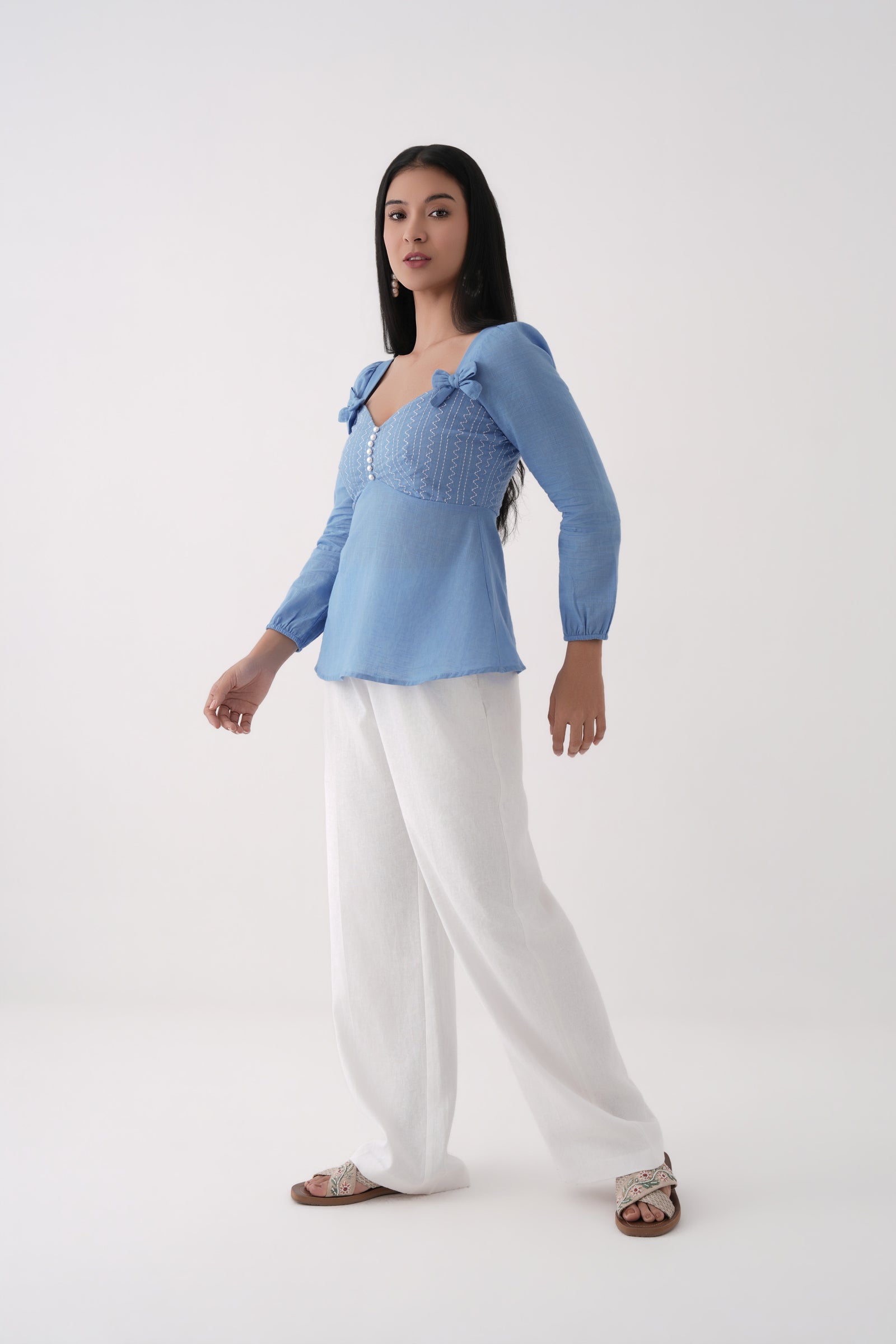 Embroidered Sweetheart Peplum Top