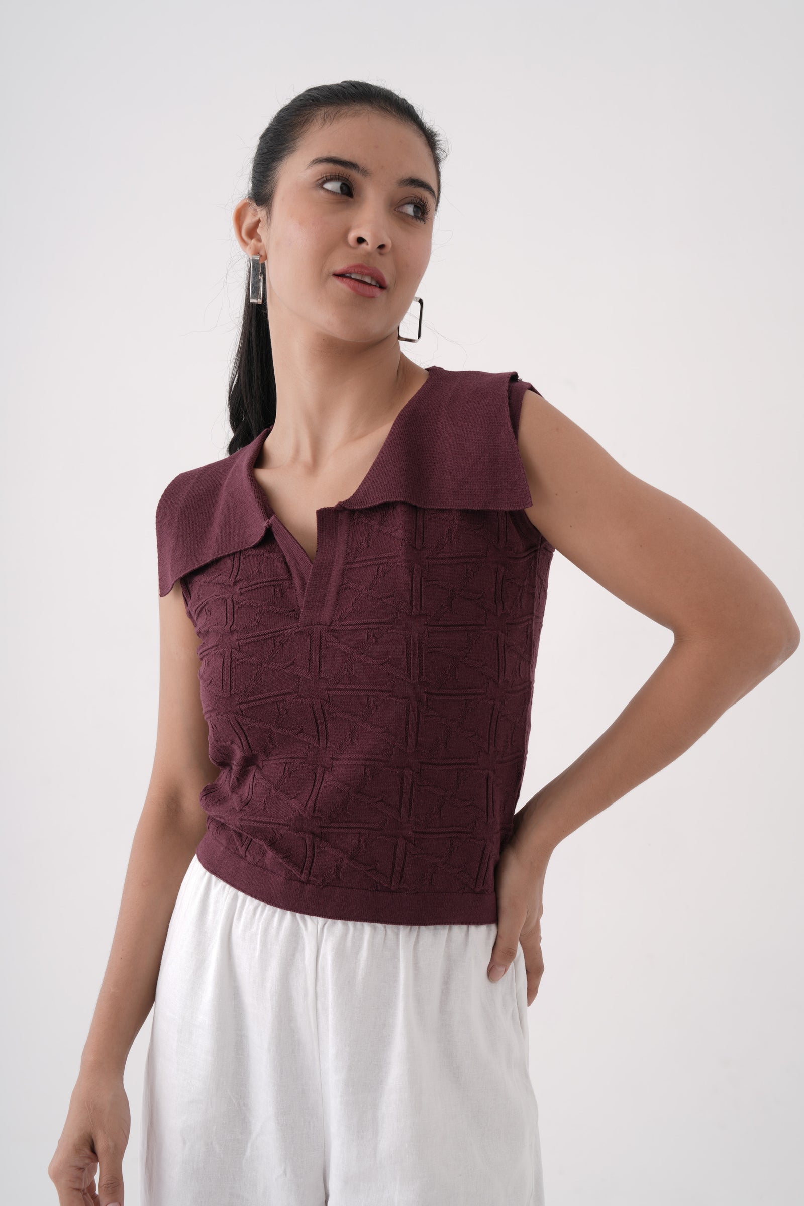 Stylized Knitted Polo T-shirt