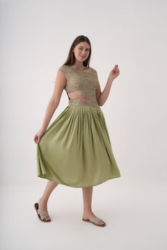 Printed Cut-Out Dress