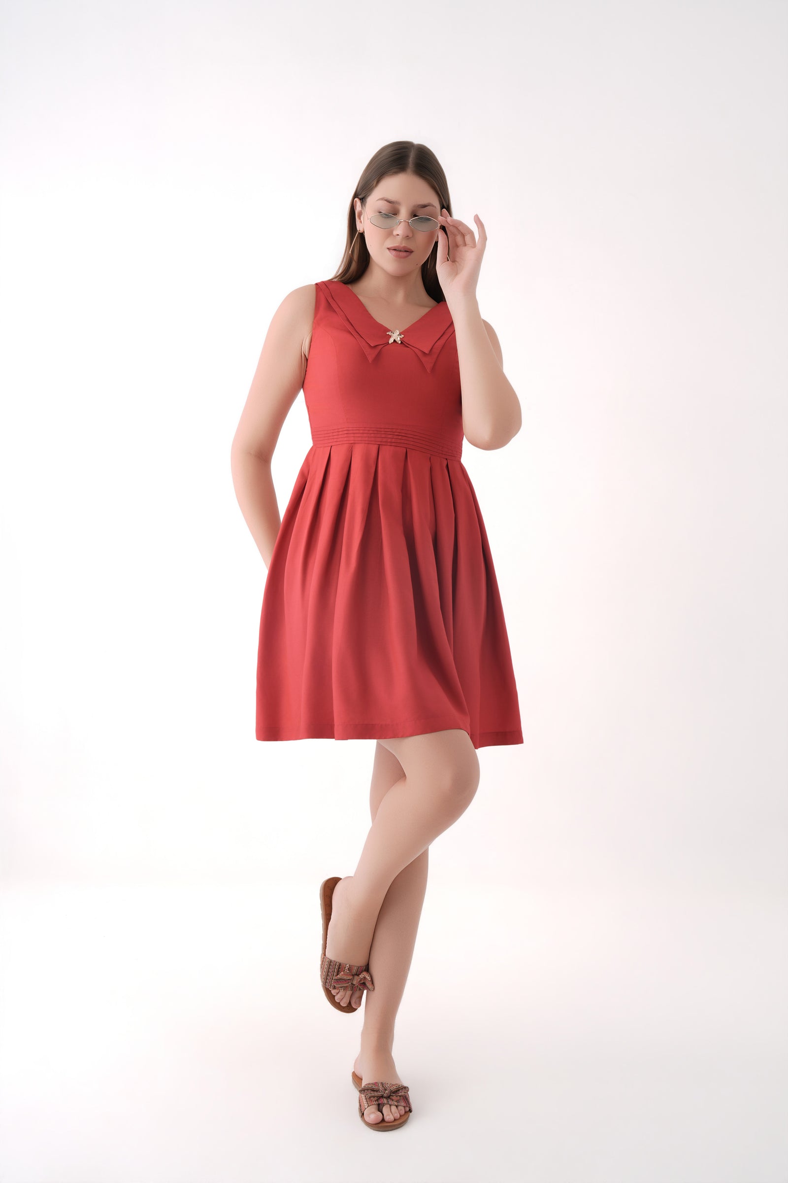 Classic Pleated Midi dress