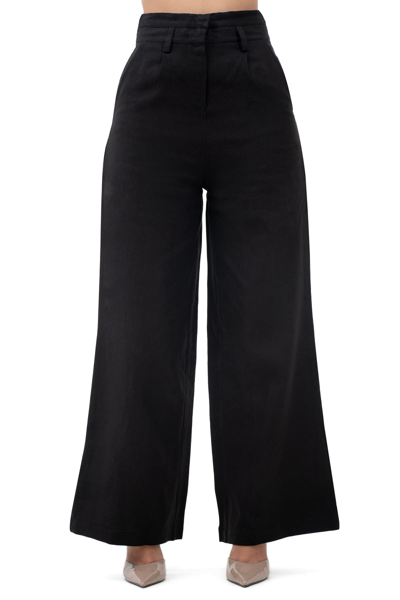 Zykaz High Rise Wide Leg Trouser in Black Beauty