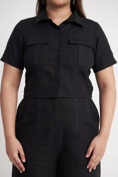 Short Sleeve Utility Crop Shirt