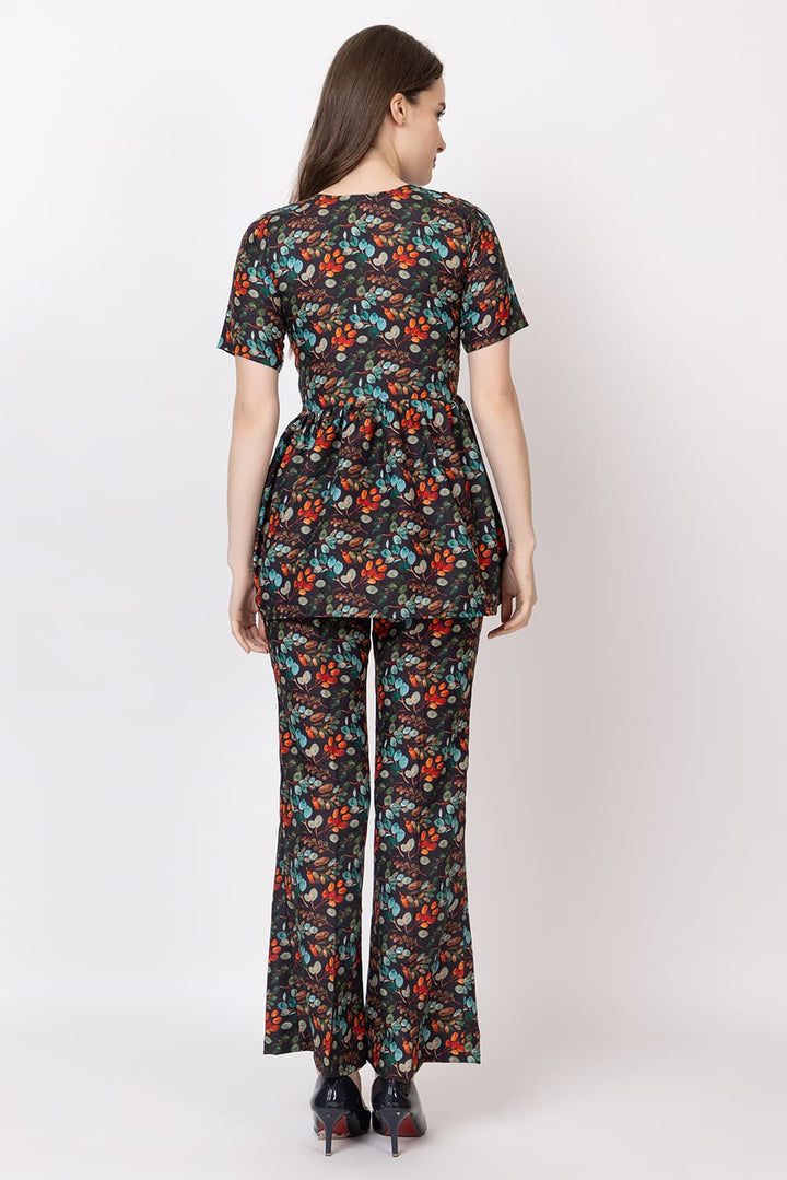 Angelina Co-ord Set(Floral Black)