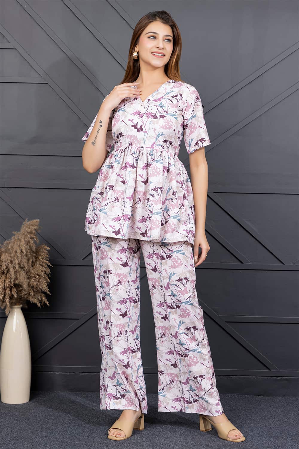 Angelina Co-ord Set(Light Pink)