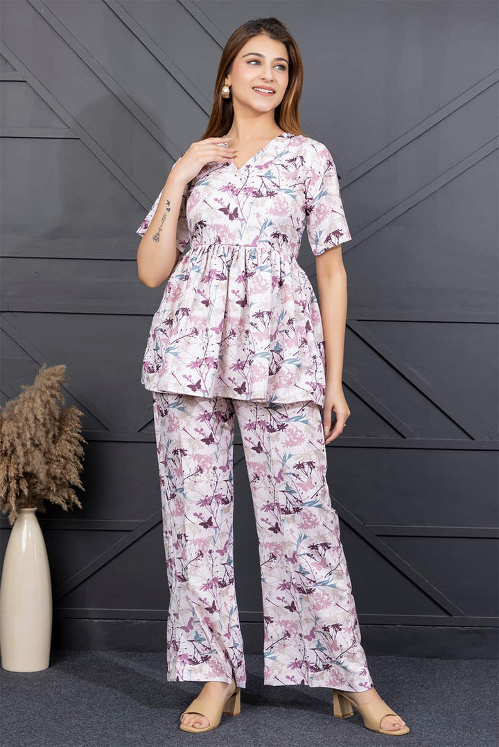 Angelina Co-ord Set(Light Pink)