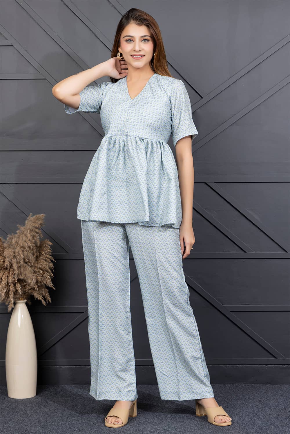 Angelina Co-ord Set(Grey Green)