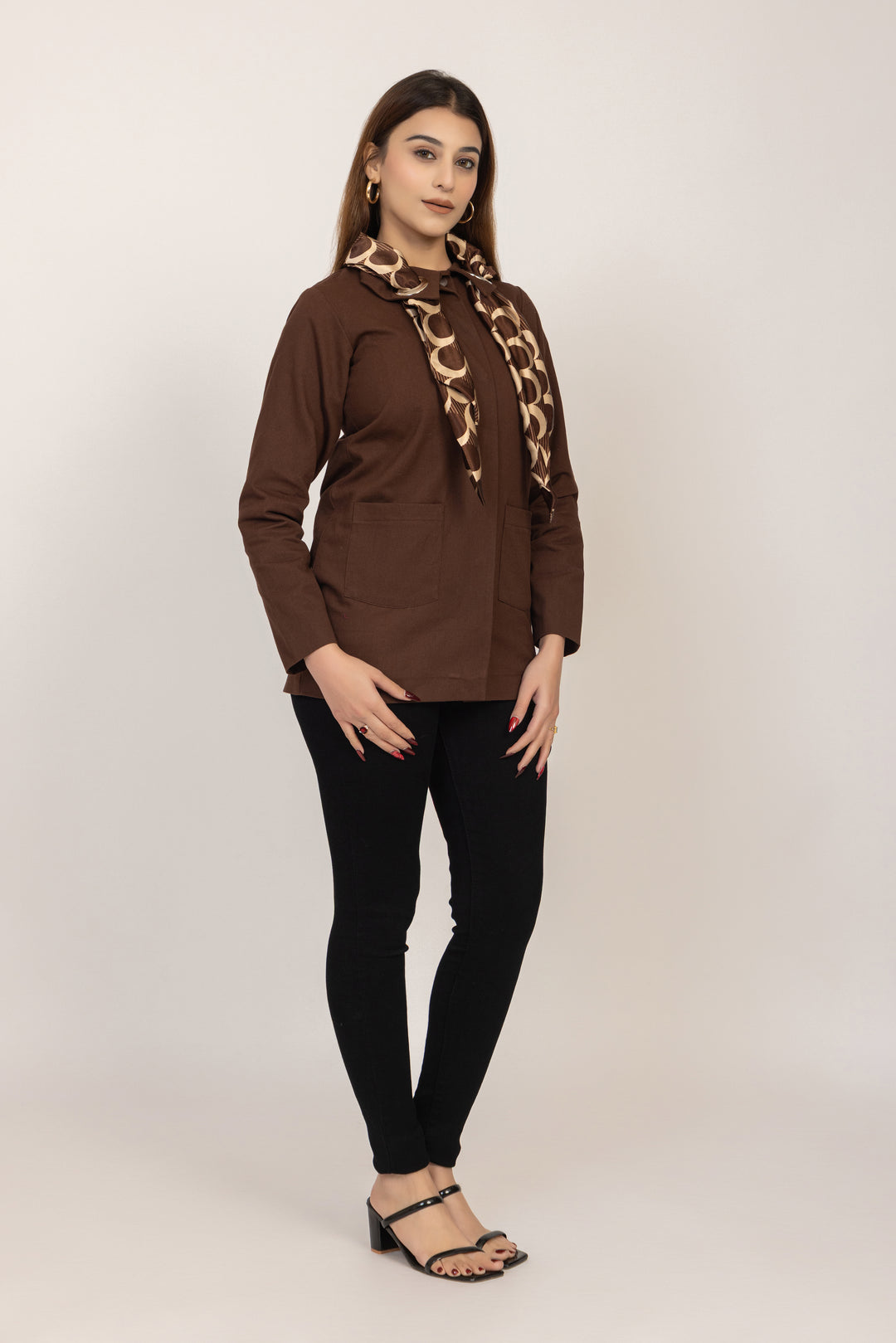 Scarf-Detail Tailored Jacket