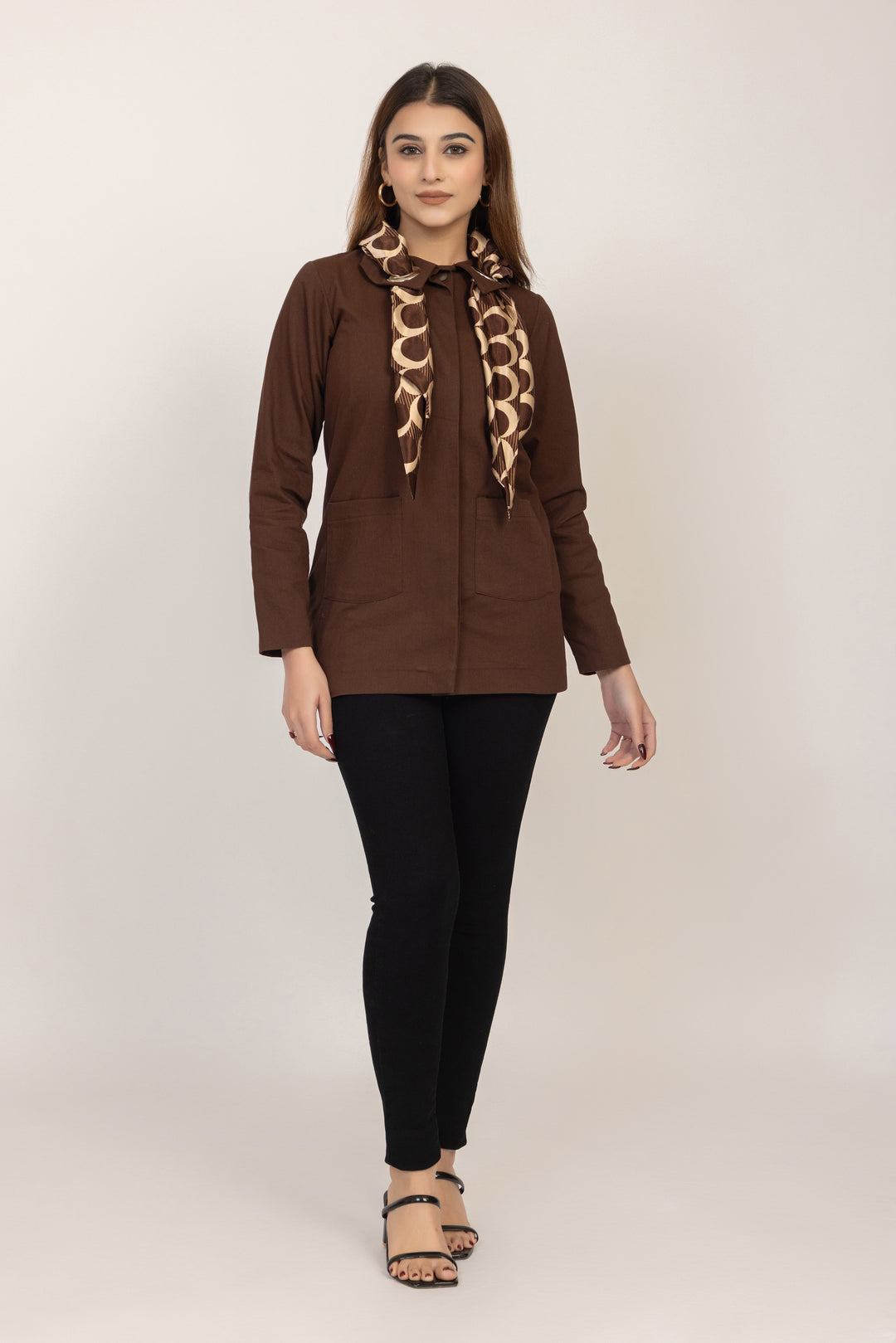 Scarf-Detail Tailored Jacket