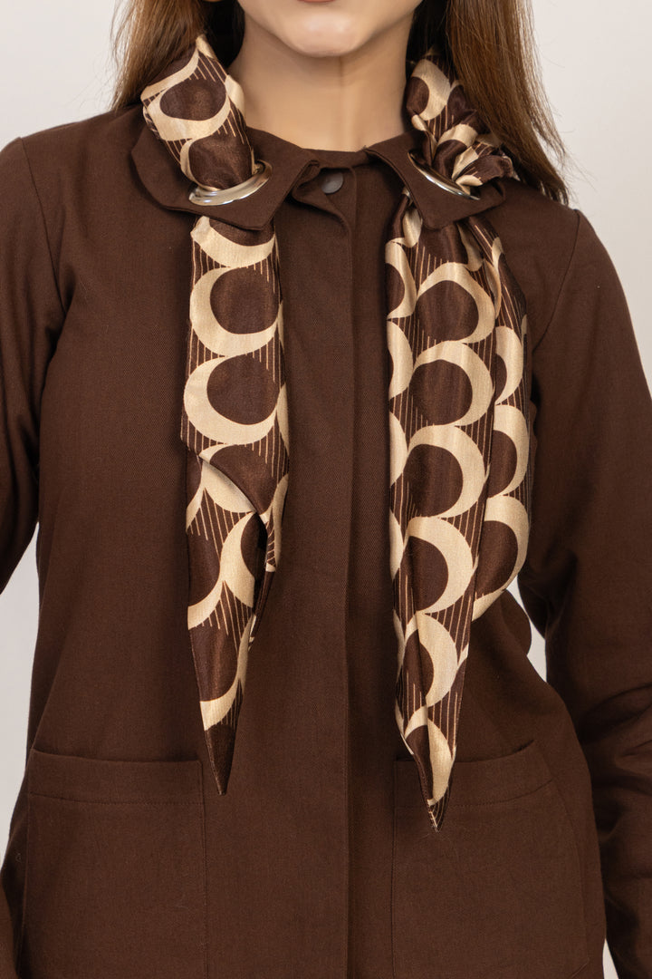 Scarf-Detail Tailored Jacket