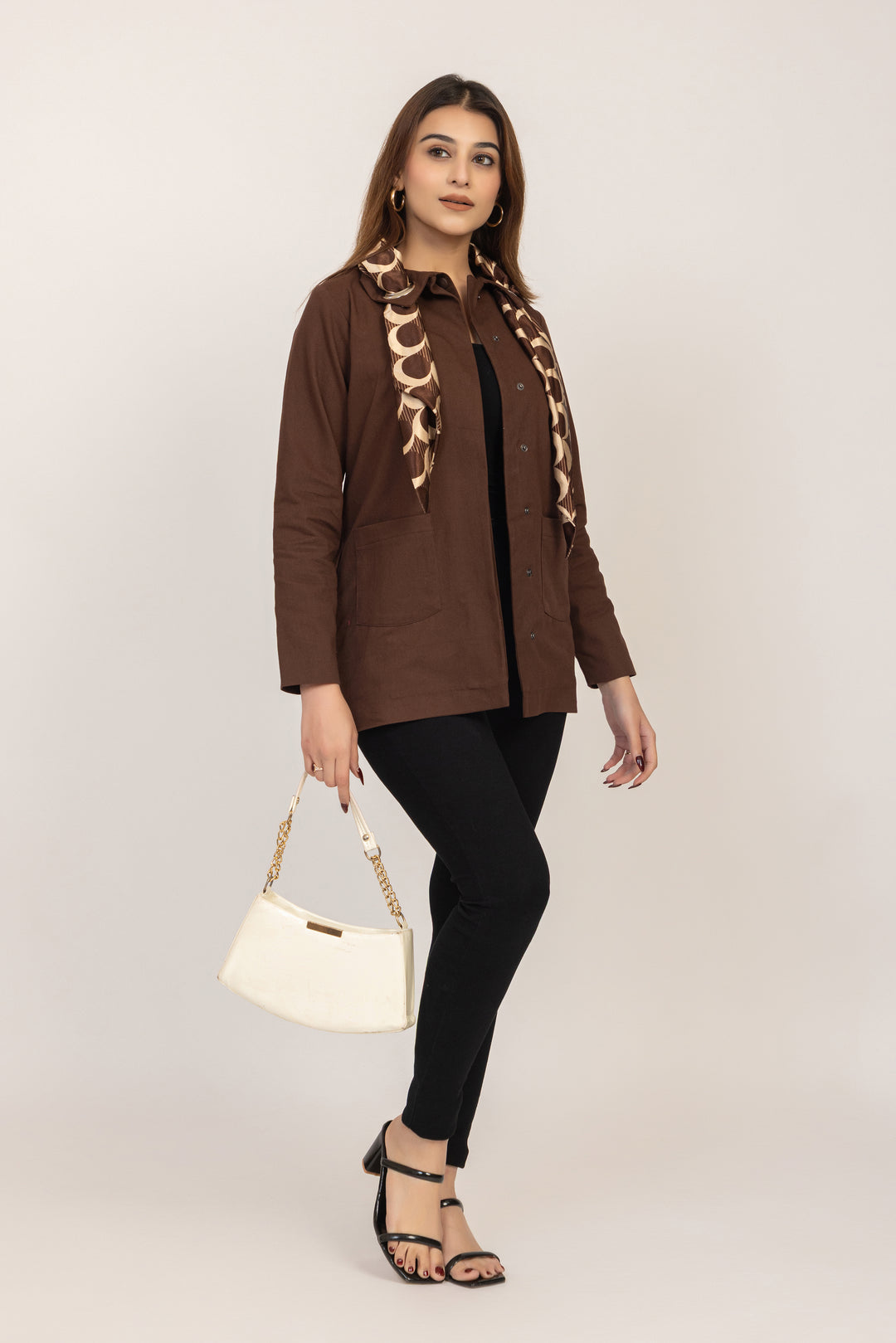 Scarf-Detail Tailored Jacket