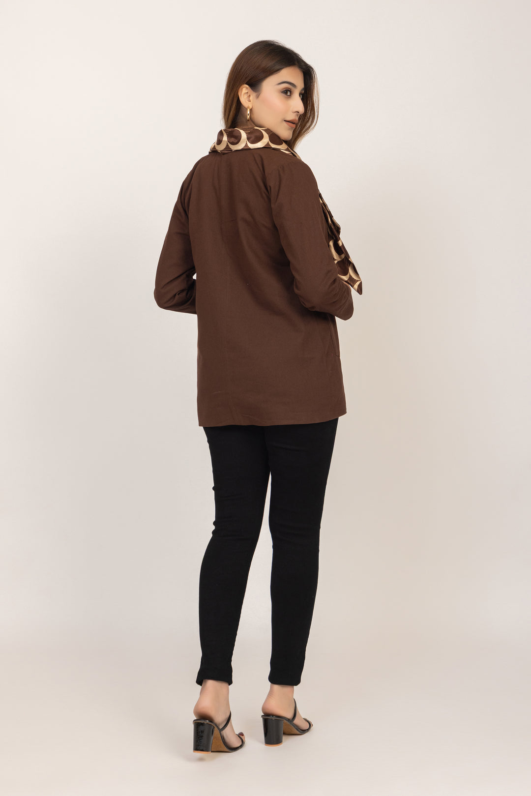 Scarf-Detail Tailored Jacket