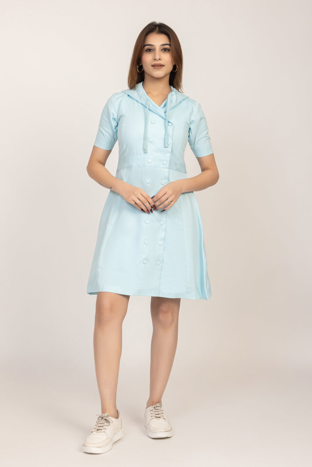 Hooded Button-Front Coat