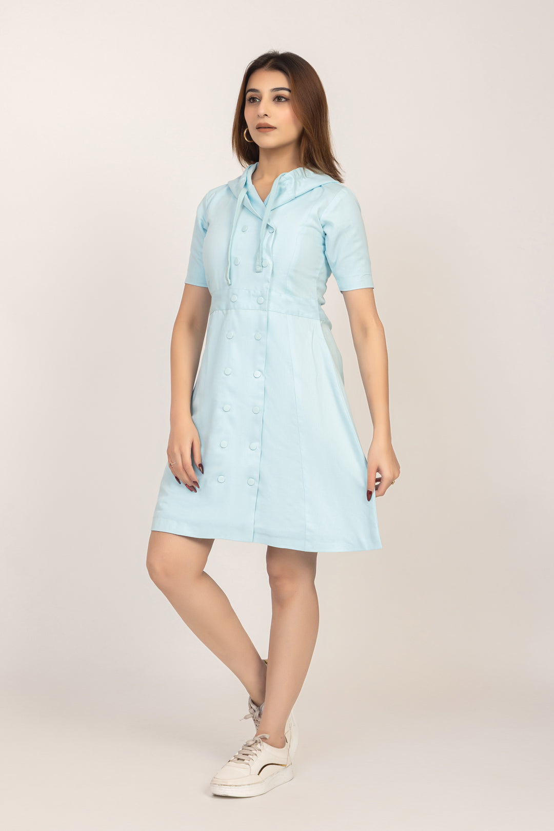 Hooded Button-Front Coat