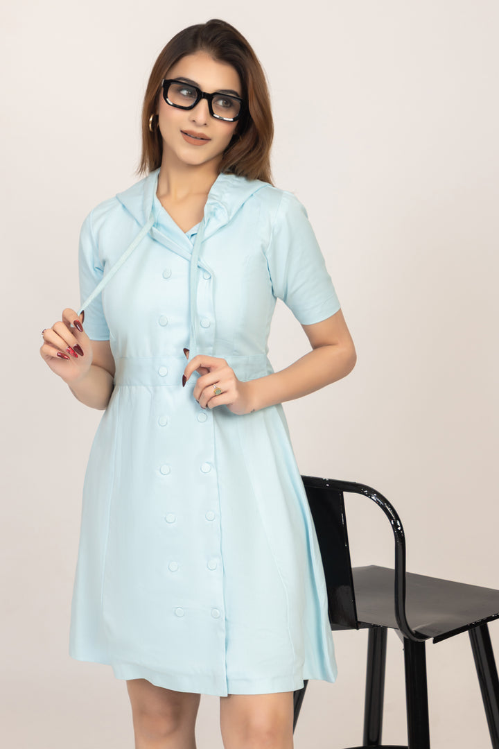 Hooded Button-Front Coat