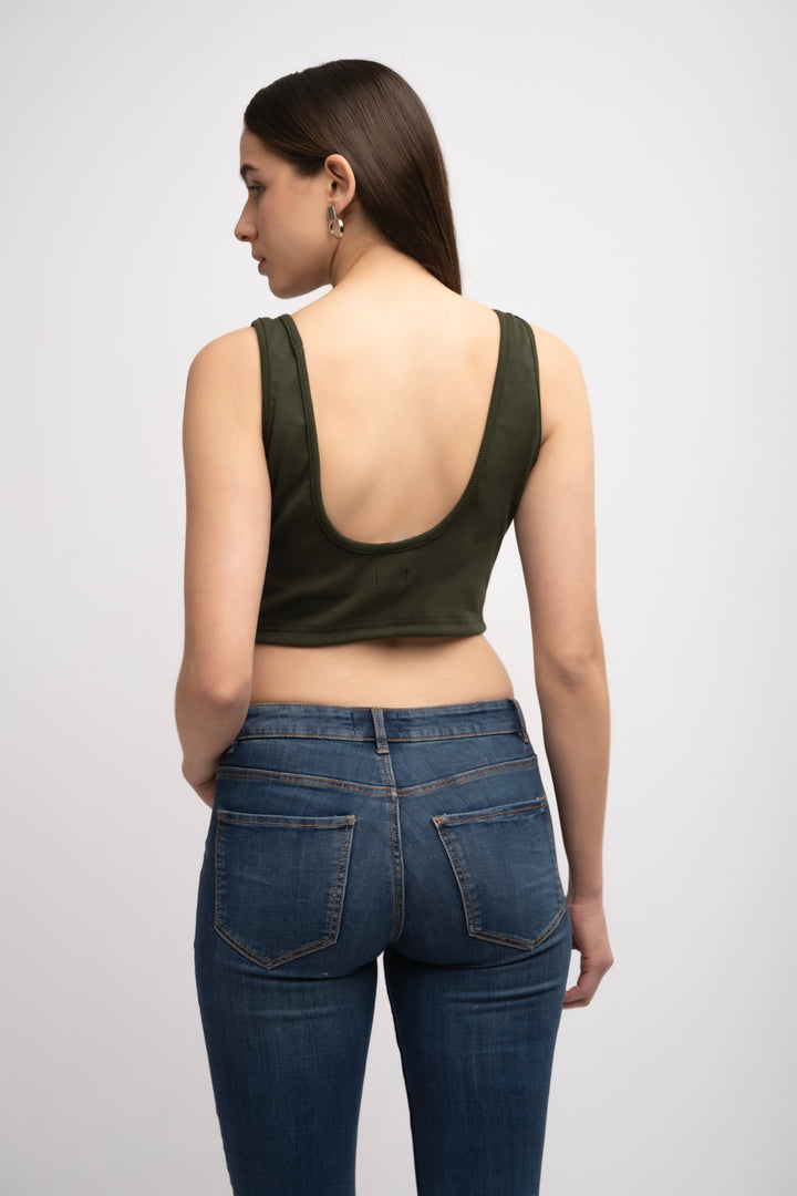 Zykaz Signature Solid Crop Top Backless