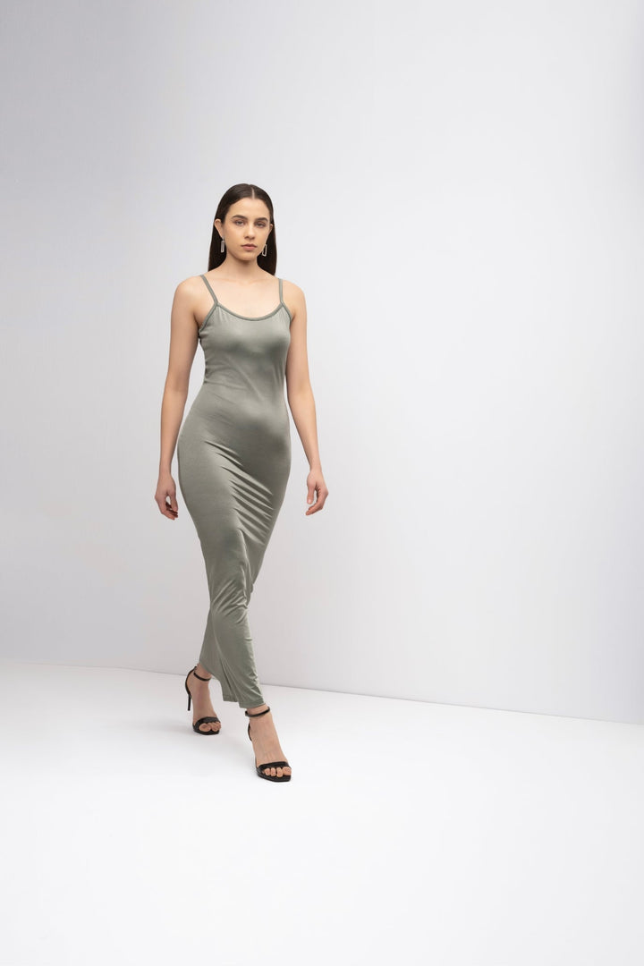 Body-Con Strap Dress - Taupe Gray