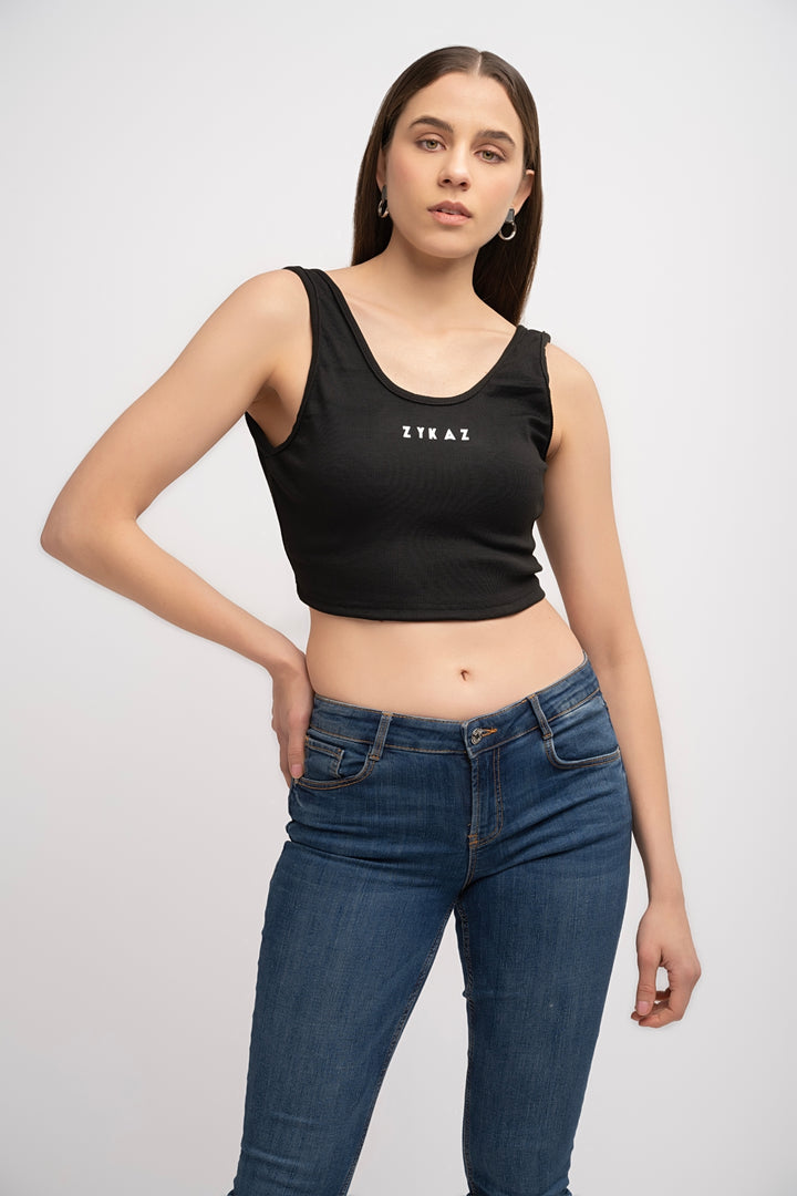 Black Backless Crop Top