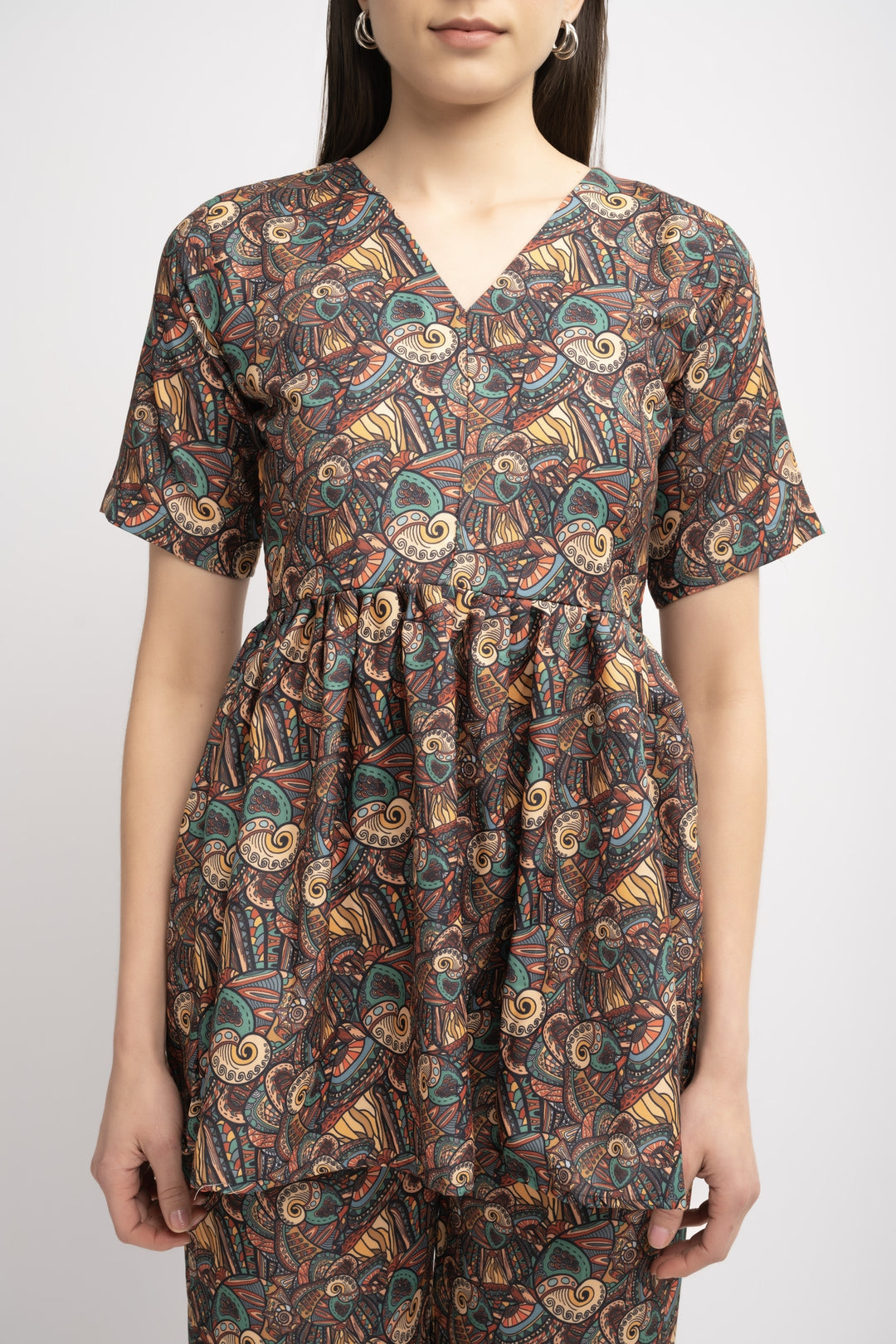 Brown Pleated Co-Ord Set
