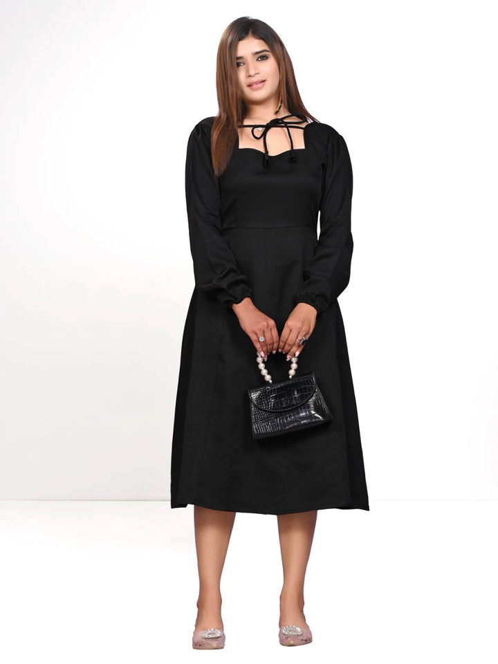 Black One Piece Calf Length Dress