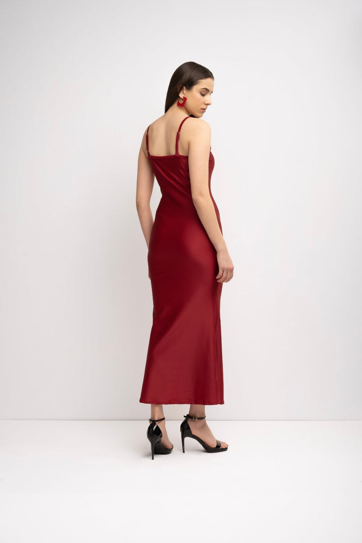 Maroon Body-Con Strap Dress