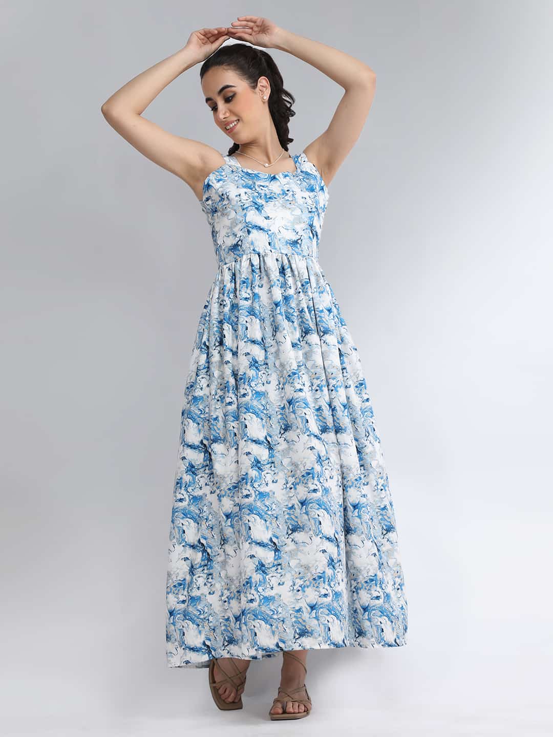 Back Bow Tie Long Floral Dress