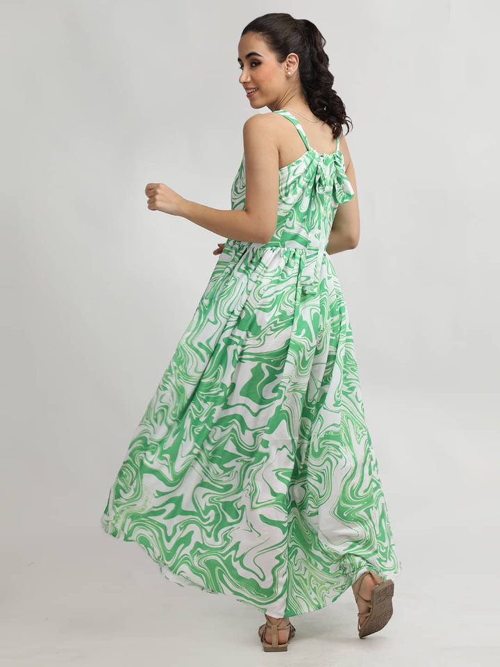 Back Bow Tie Long Floral Dress