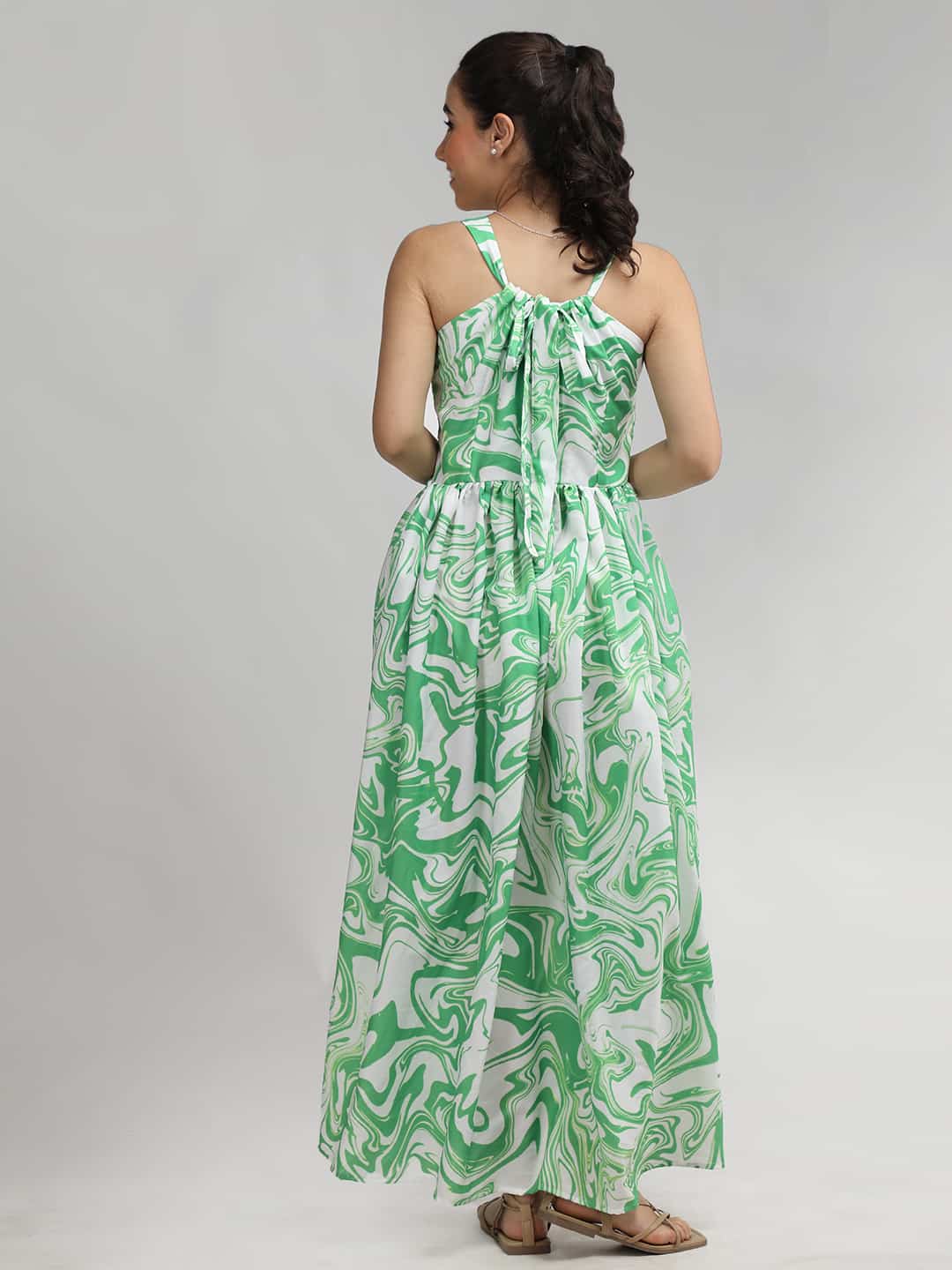 Back Bow Tie Long Floral Dress