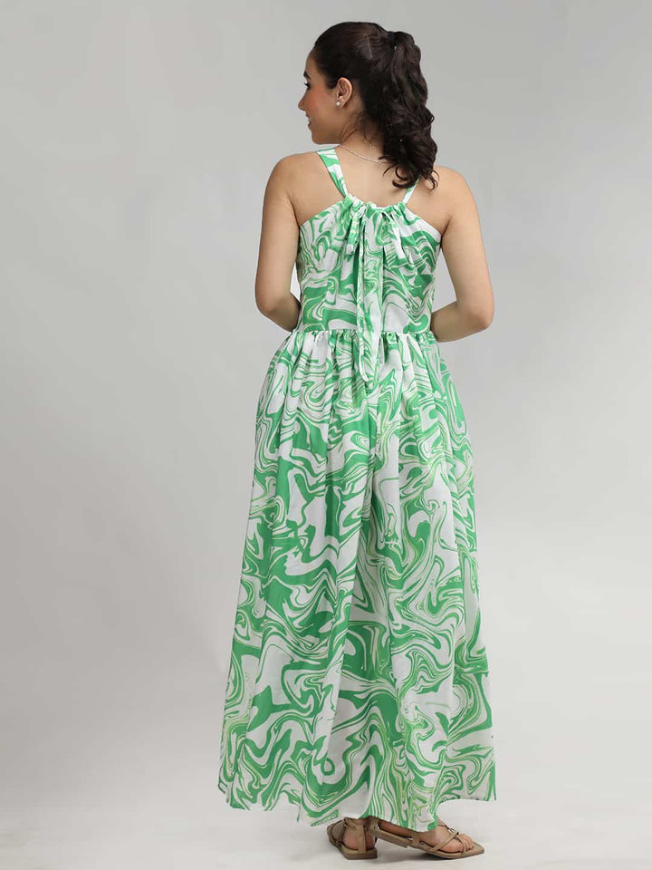 Back Bow Tie Long Floral Dress