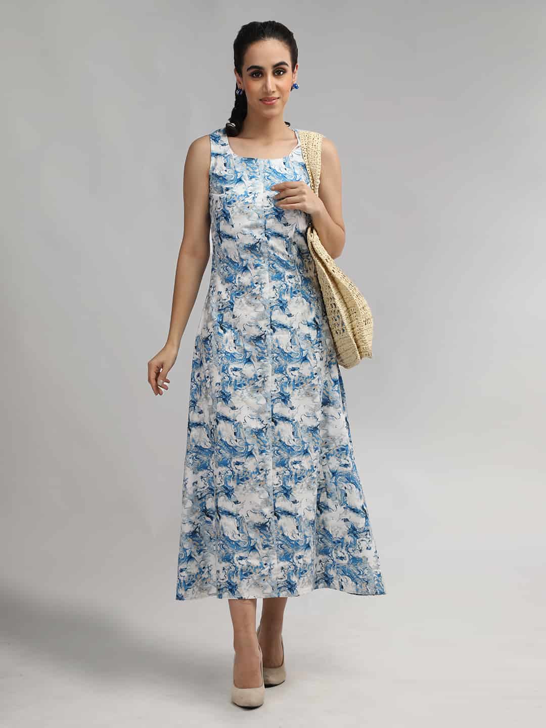 Sleeveless Pleated Long Dress