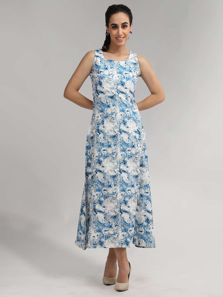 Sleeveless Pleated Long Dress