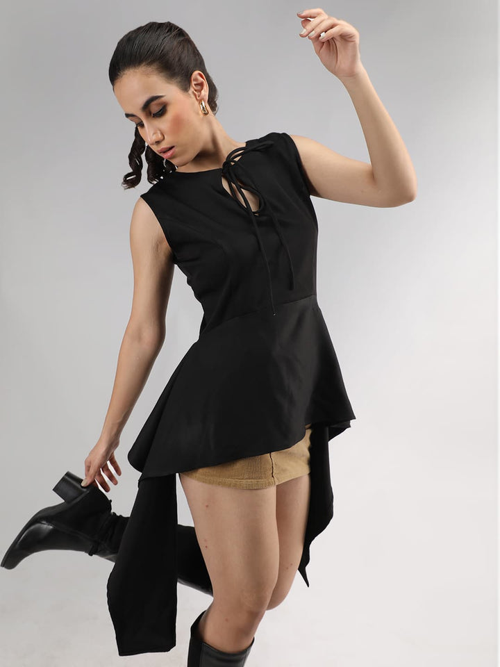 Hana Front-Hem Sleeveless Asymmetrical Top