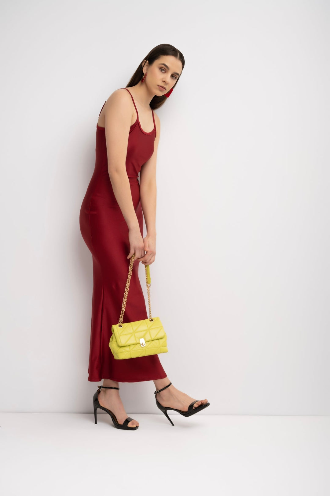 Maroon Body-Con Strap Dress