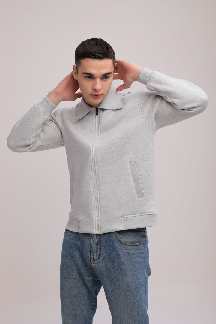 Fleece Zipper Jacket - Grey Melange
