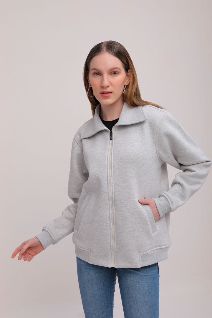 Oversized Grey Zipper Jacket