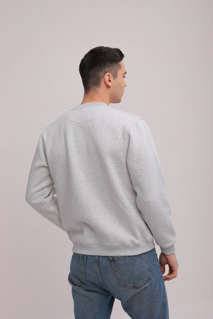 Dragon Print Fleece Sweatshirt - Grey Melange