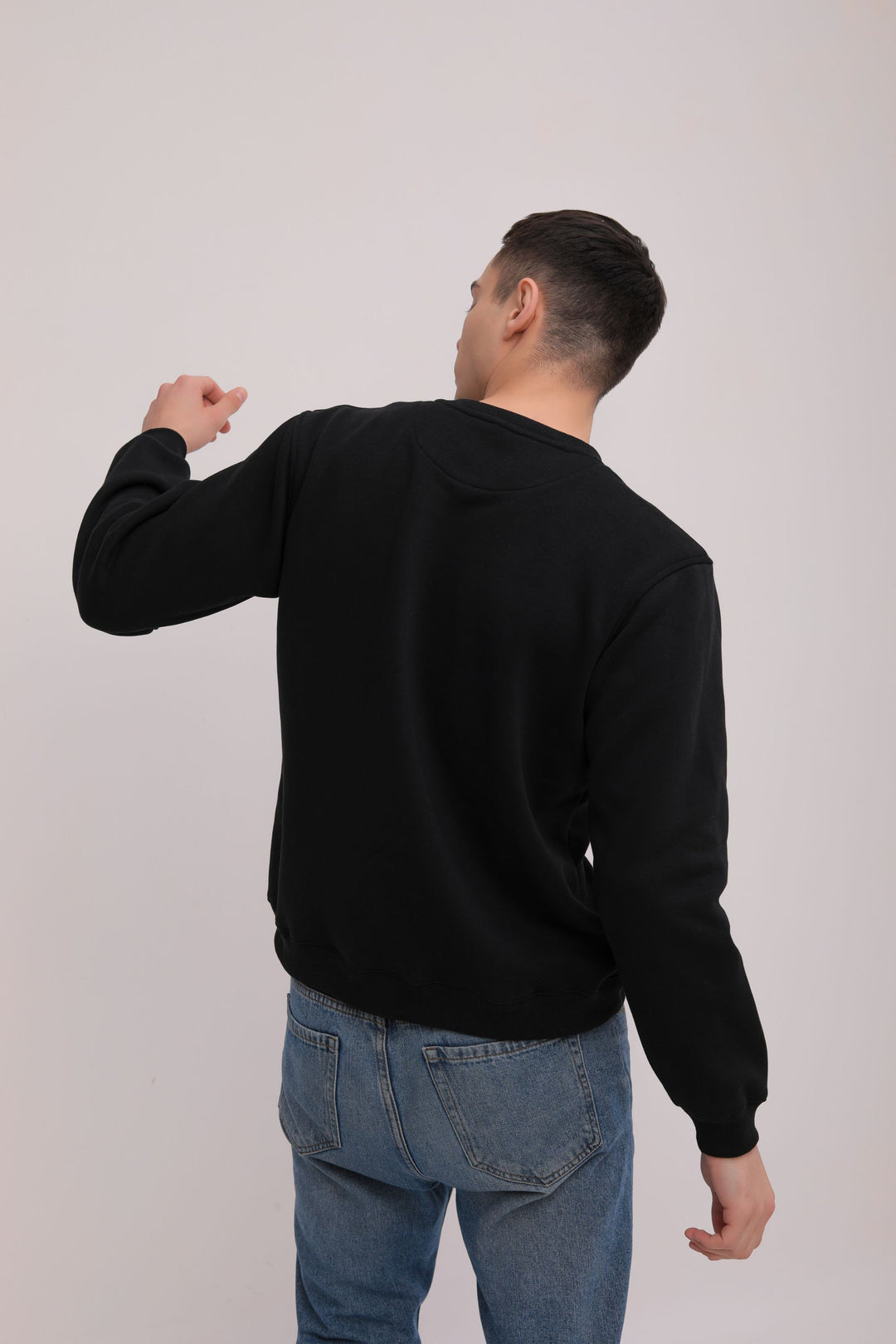 Wolf Print Fleece Sweatshirt - Black