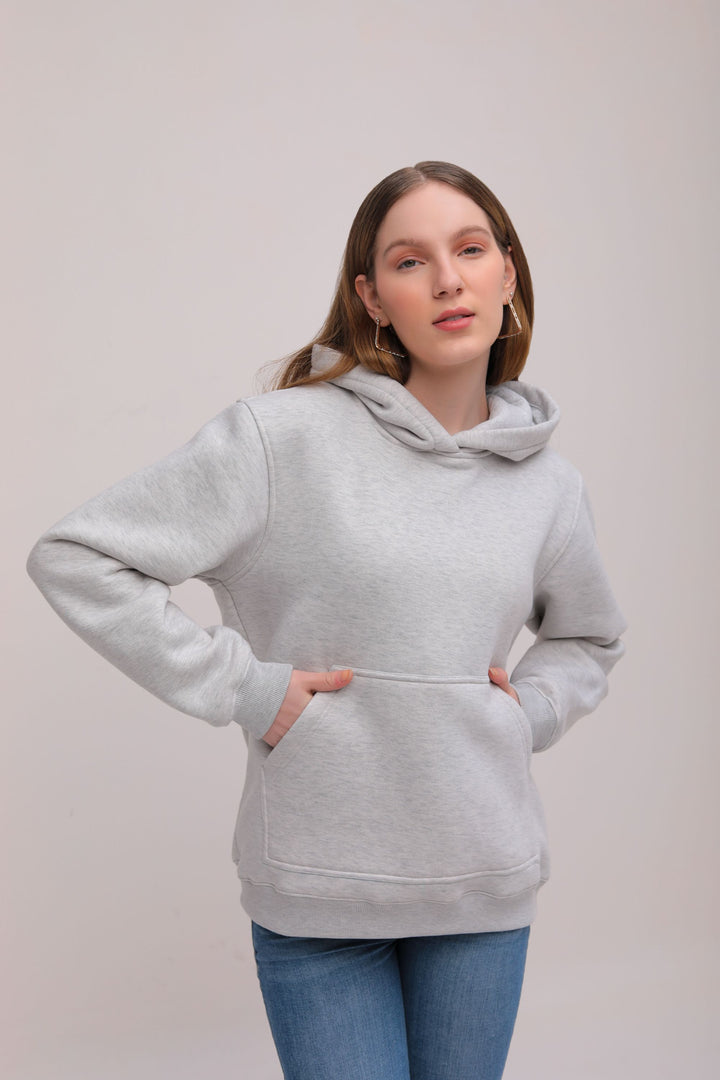 Oversized Grey Cotton Pullover Hoodie