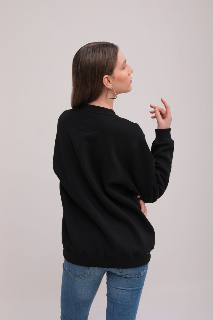 Dragon Print Fleece Sweatshirt - Black