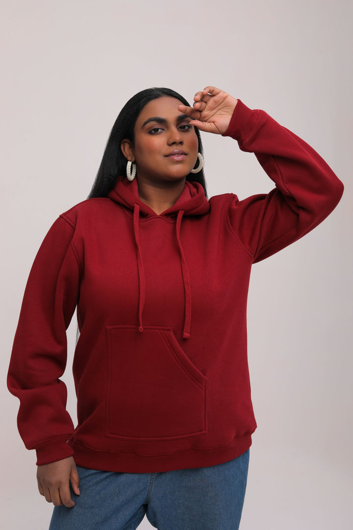 Oversized Maroon Asymmetrical Hoodie