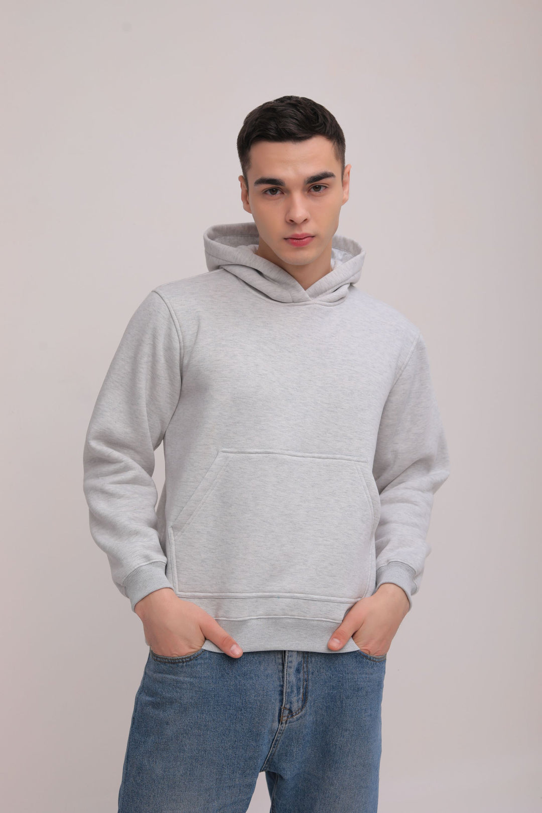 Essential Solid Pullover Hoodie Grey Melange – Zykaz
