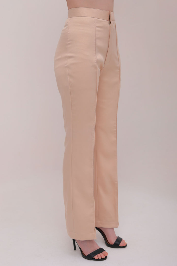 Pleated High Waist Trousers - Beige