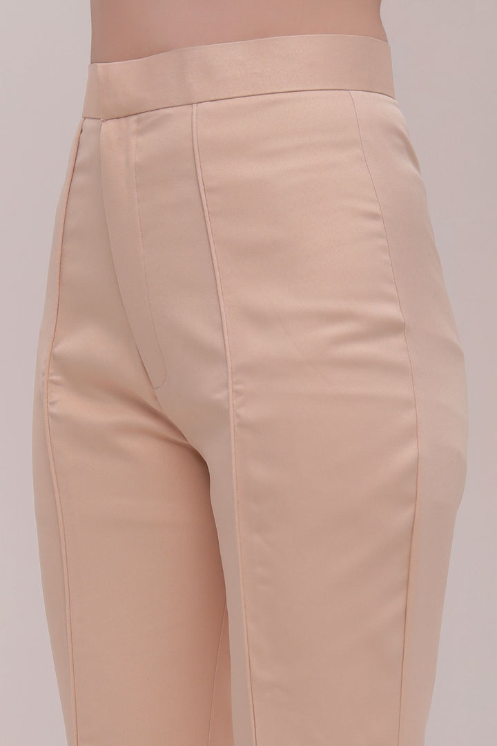 Pleated High Waist Trousers - Beige