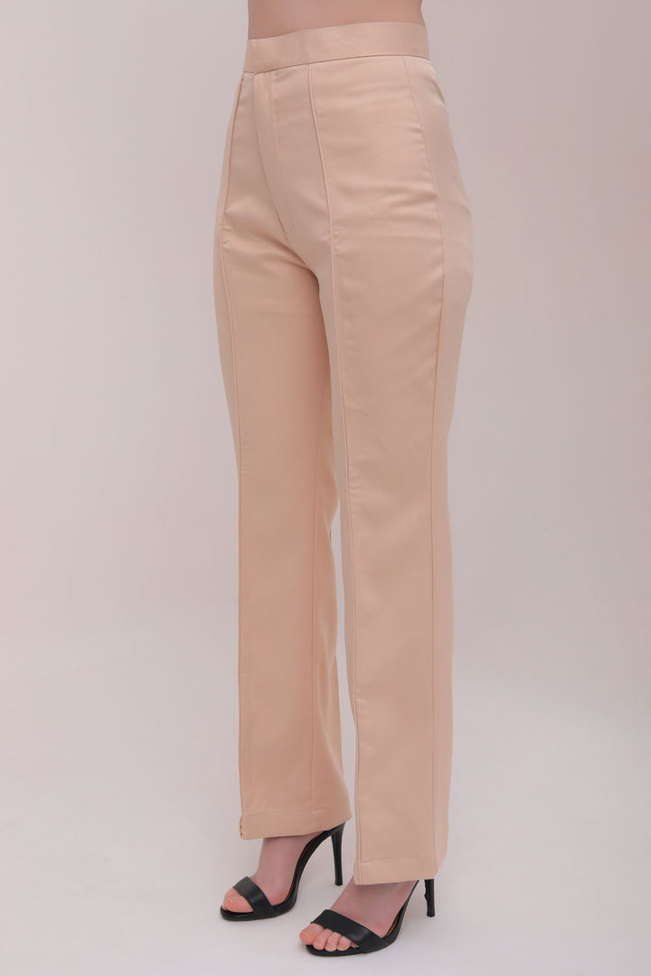 Pleated High Waist Trousers - Beige