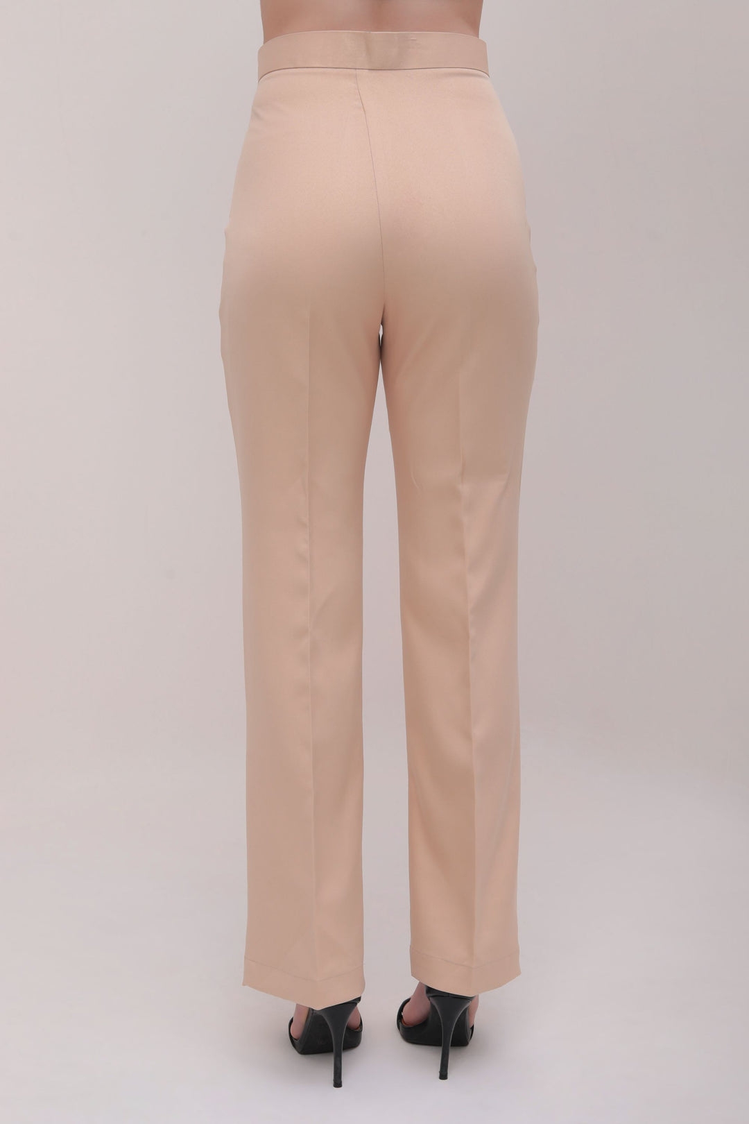 Pleated High Waist Trousers - Beige